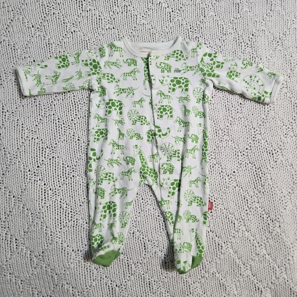 Magnetic Me Newborn Onesie with Green Animal Print - Picture 1 of 3